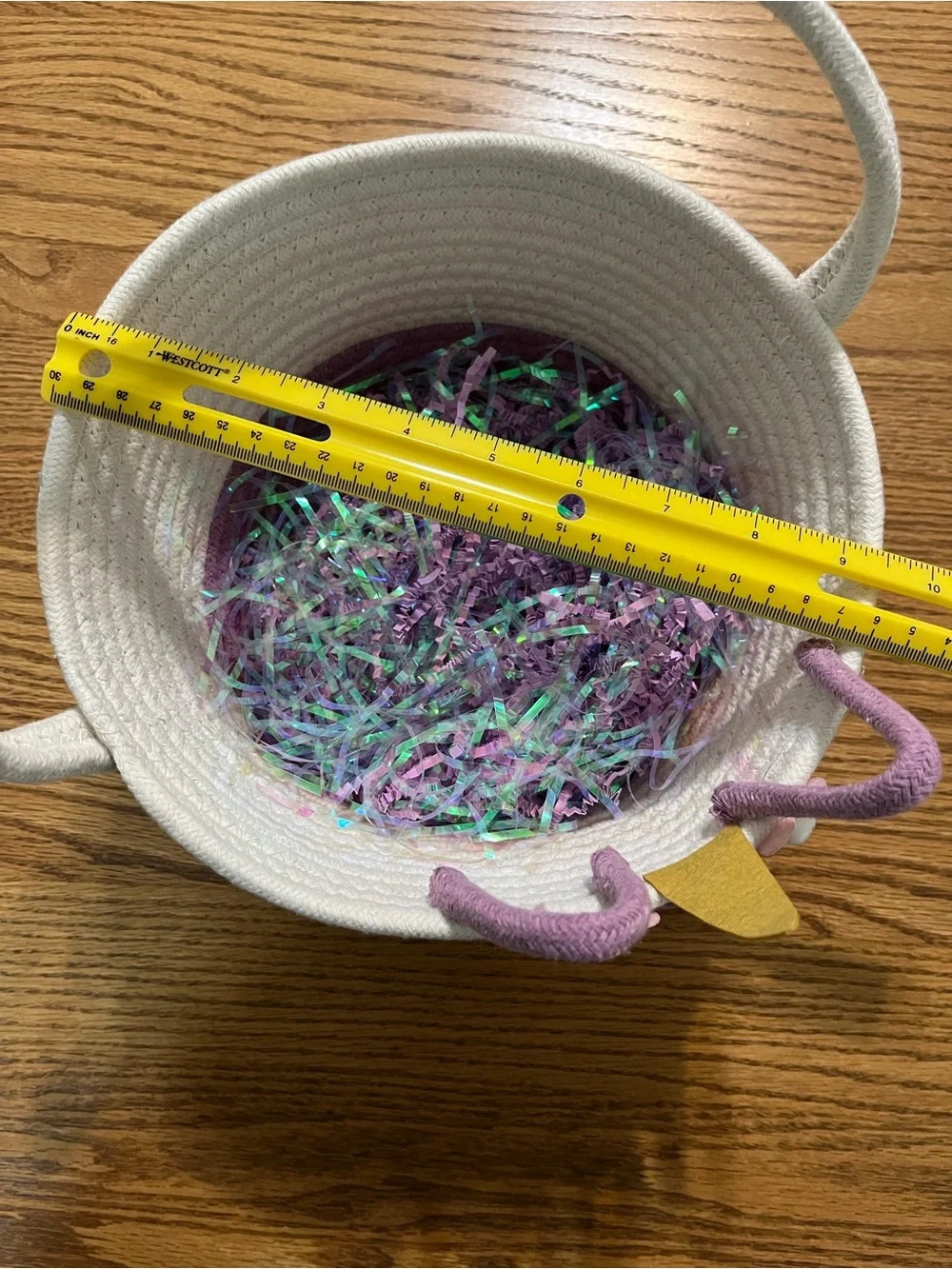Unicorn Decorative Rope Easter Basket - White & Lavender